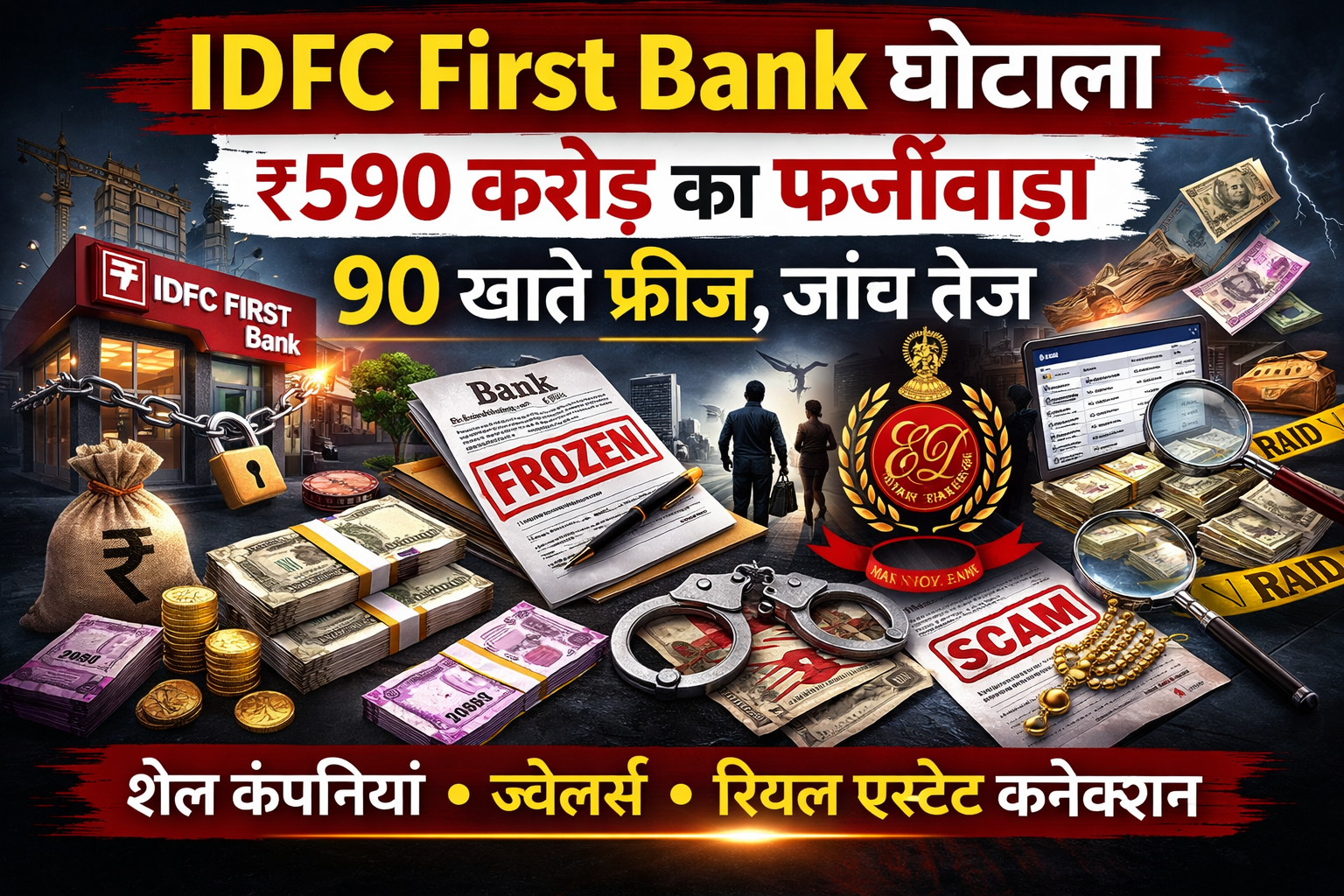 IDFC First Bank घोटाला: 90 खाते फ्रीज, ₹590 करोड़ के कथित Fraud की जांच तेज